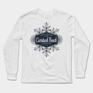 Currituck Beach, NC Summertime Floral Badge Long Sleeve T-Shirt